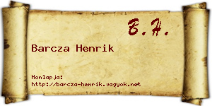 Barcza Henrik névjegykártya